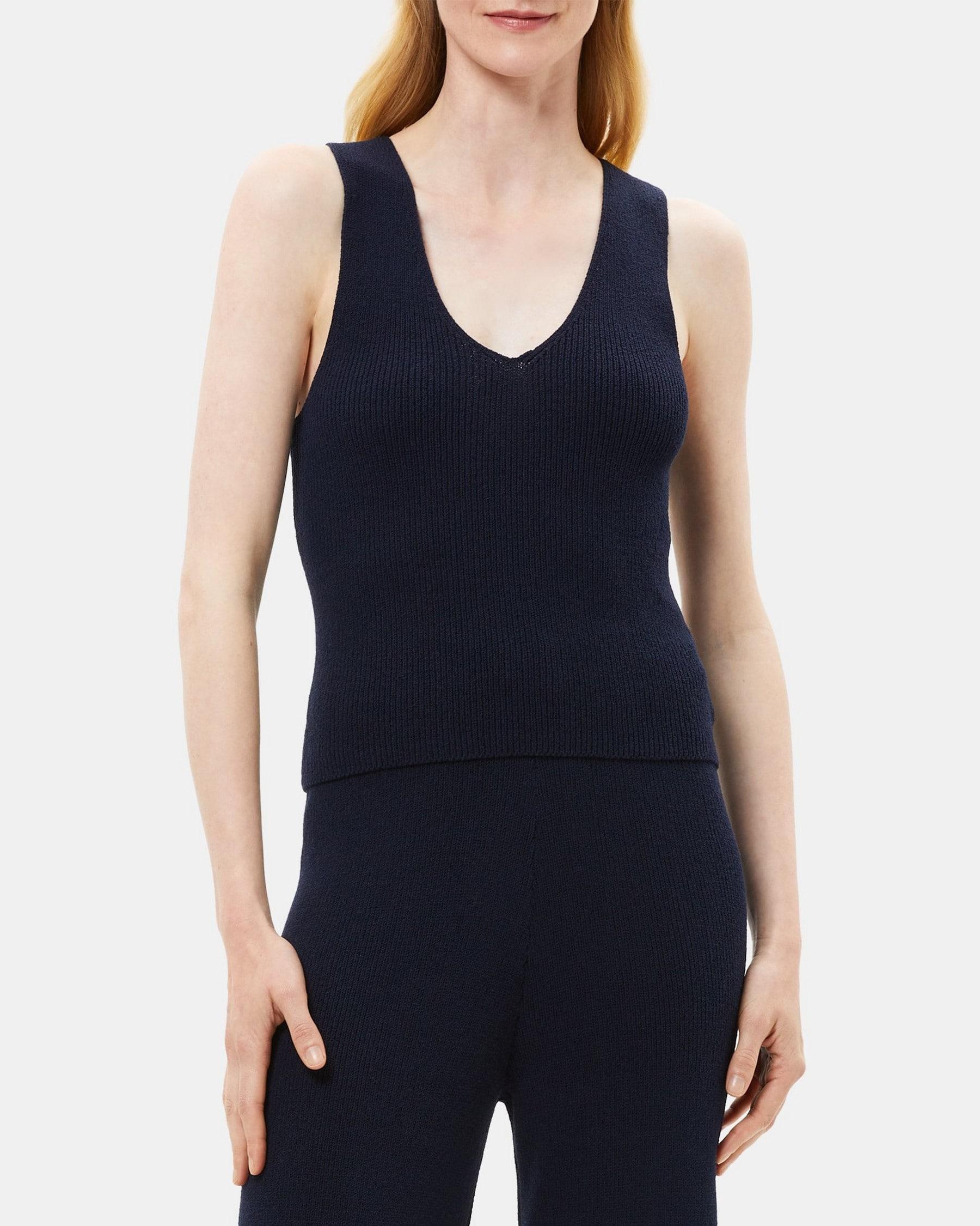 V-Neck Tank in Bouclé Cotton-Blend Product Image