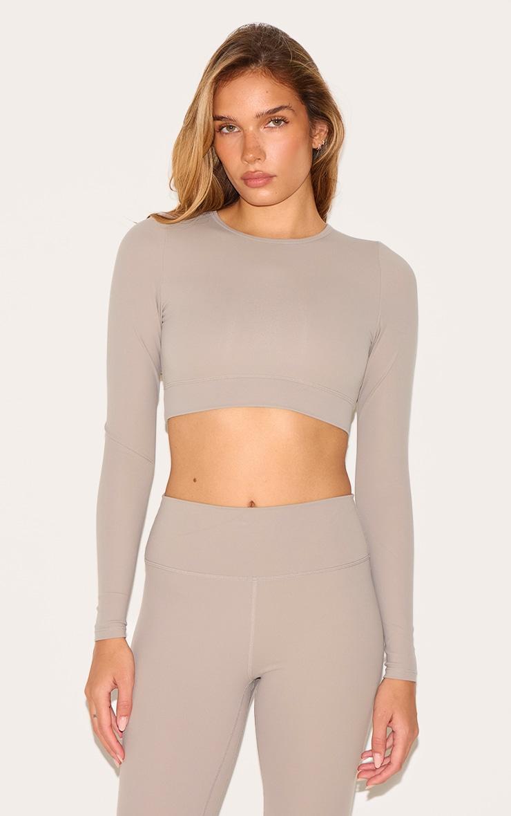 Taupe Sculpt Long Sleeve Sports Top Product Image