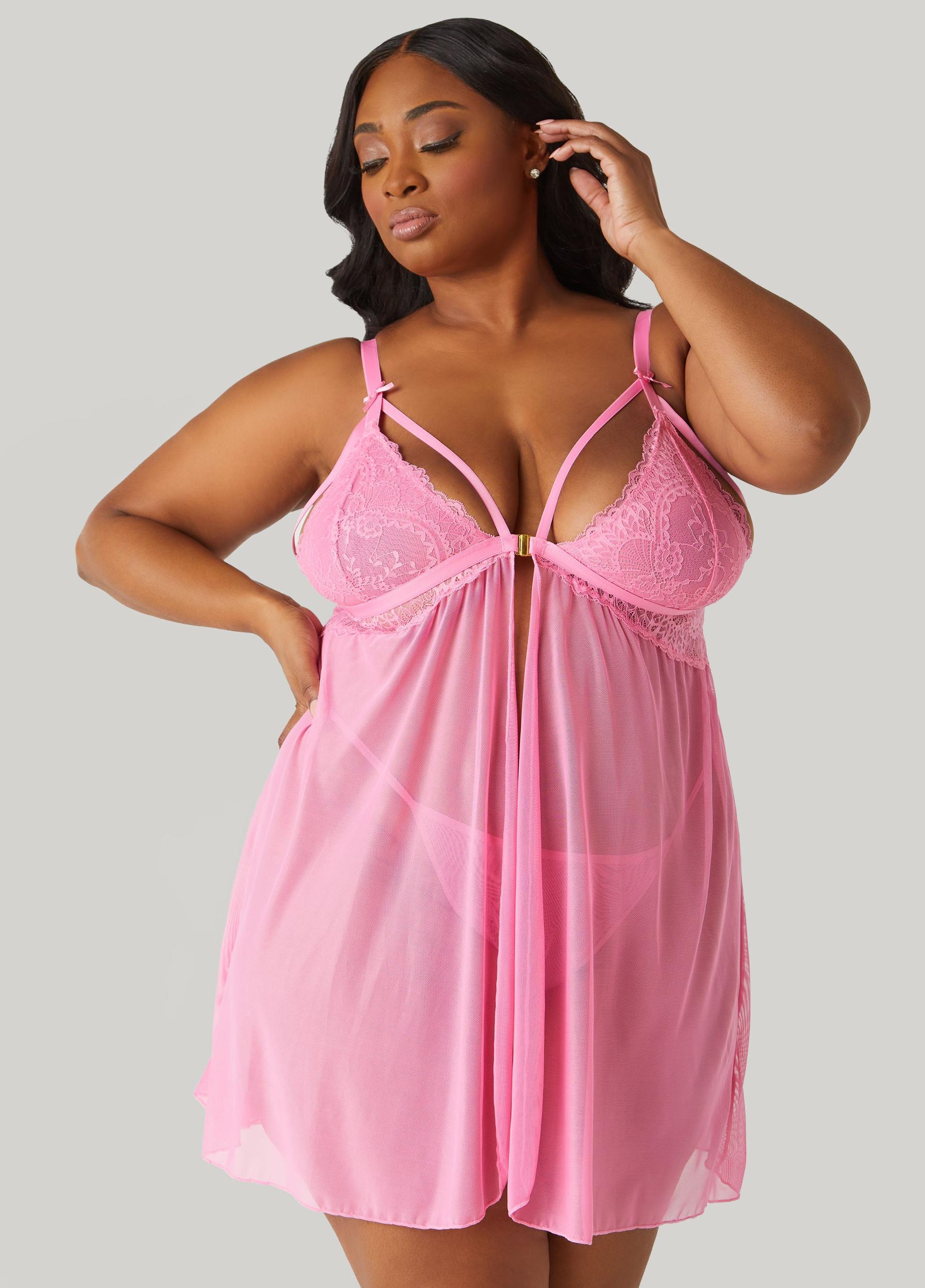 Lace And Mesh Babydoll Set Product Image