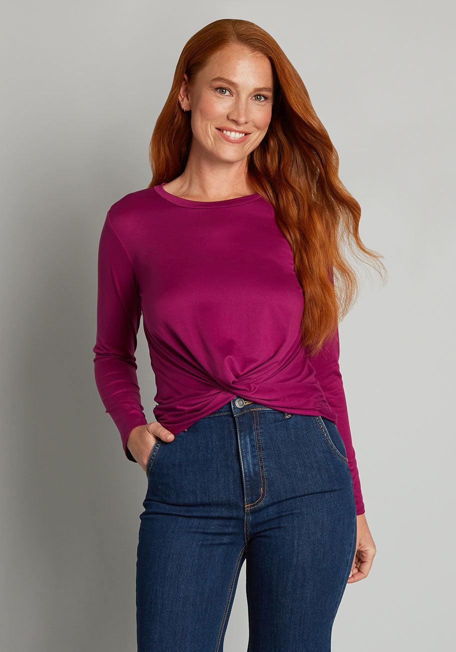 A Twist Of Fun Long Sleeve Knit Top Product Image
