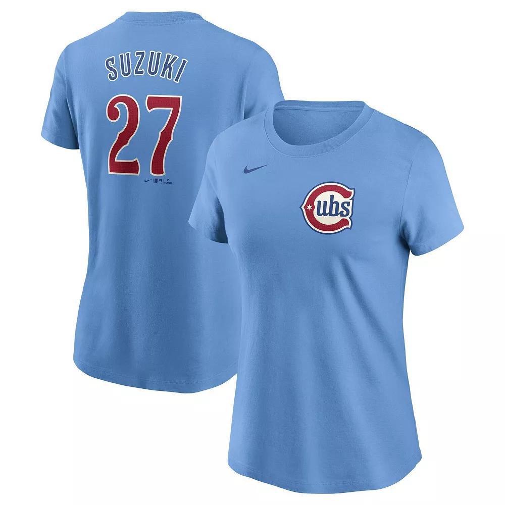 Women's Nike Seiya Suzuki Baby Blue Chicago Cubs Fuse Name & Number T-Shirt,  Product Image