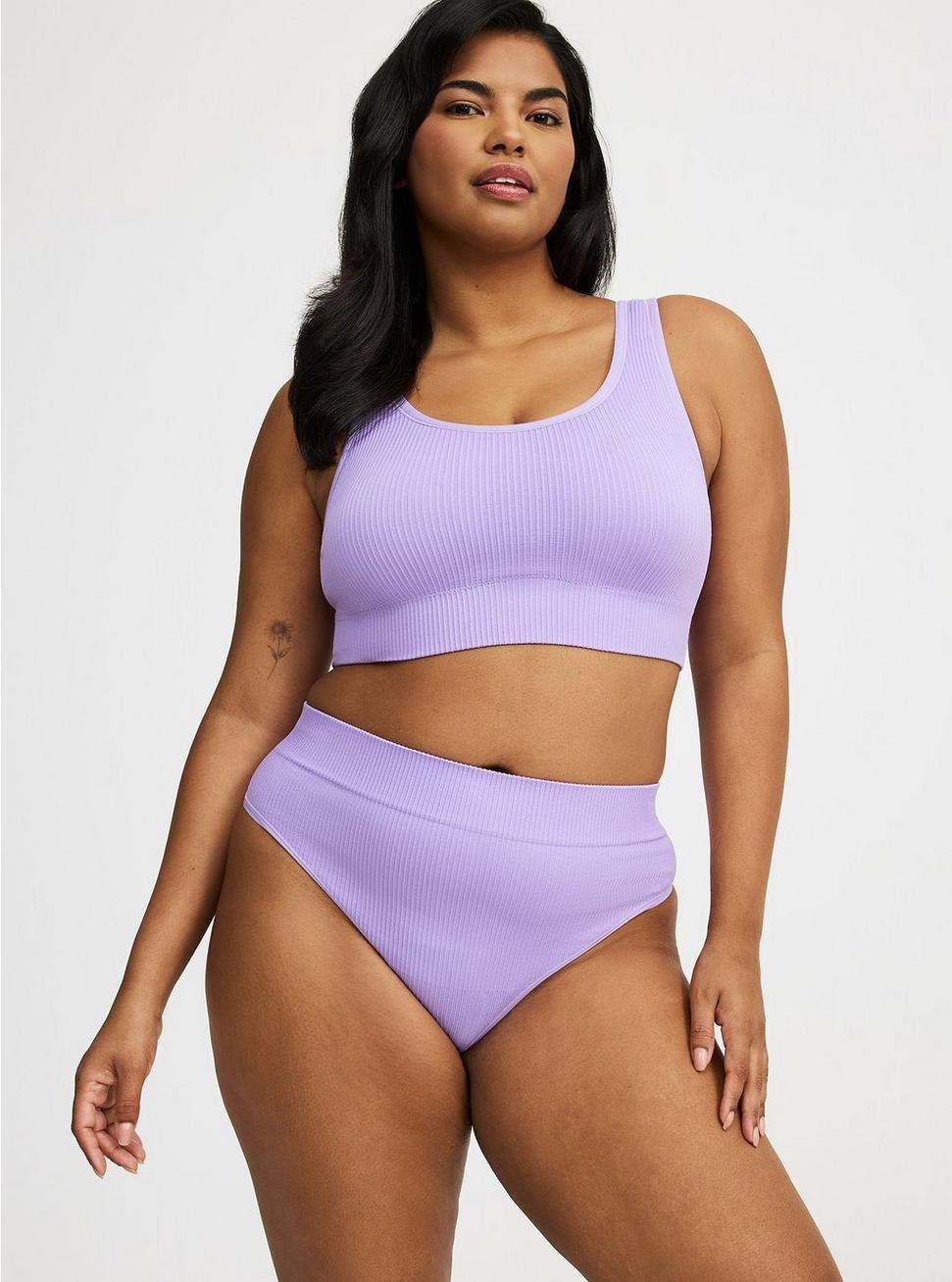 Seamless Ribbed High-Rise Thong Panty Product Image