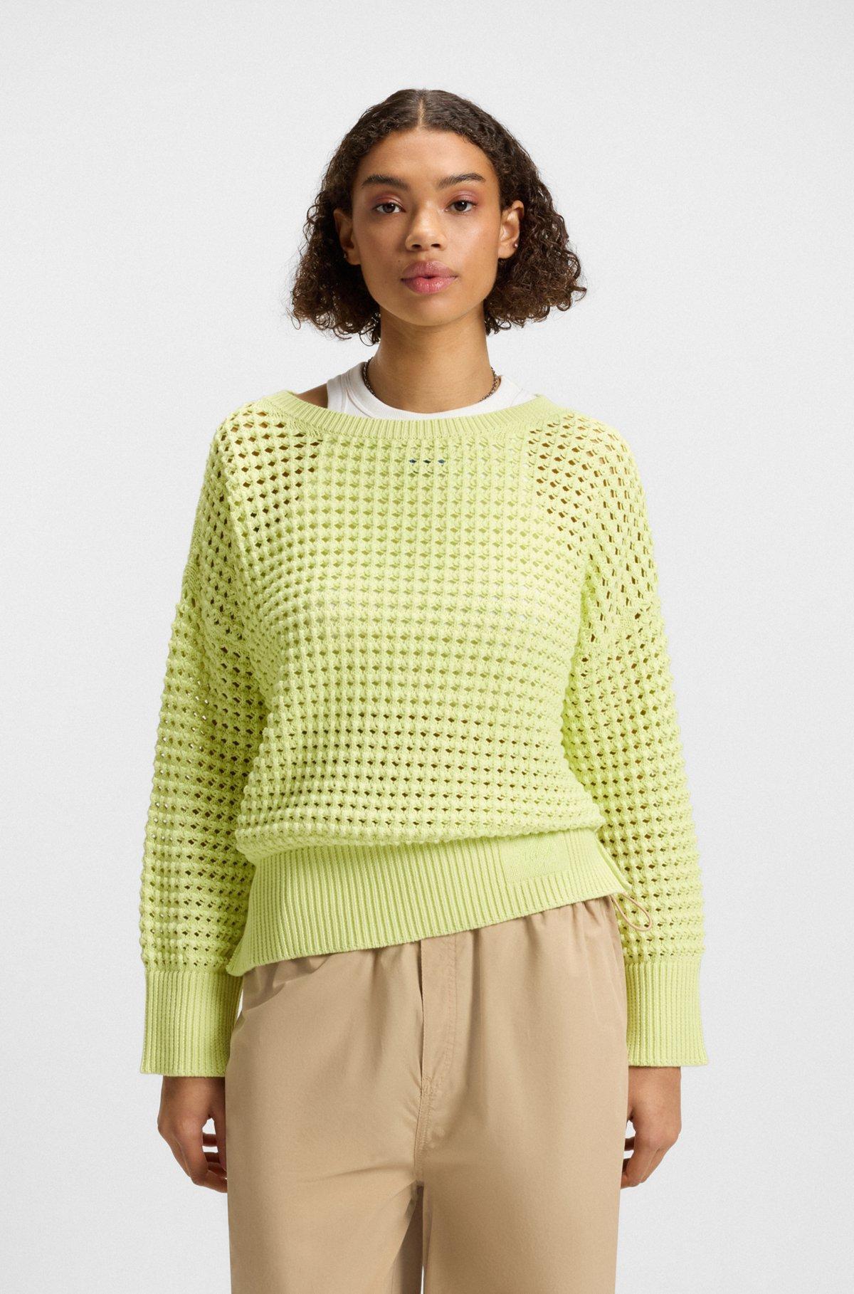 Cotton sweater with mesh knit Product Image