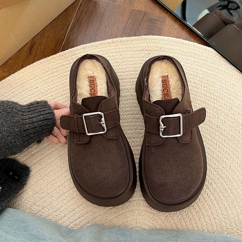 Platform Plain Buckled Loafers Product Image