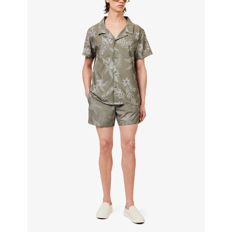 HUGO BOSS Flower-print Recycled-polyester Swim Shorts In Beige/khaki Product Image