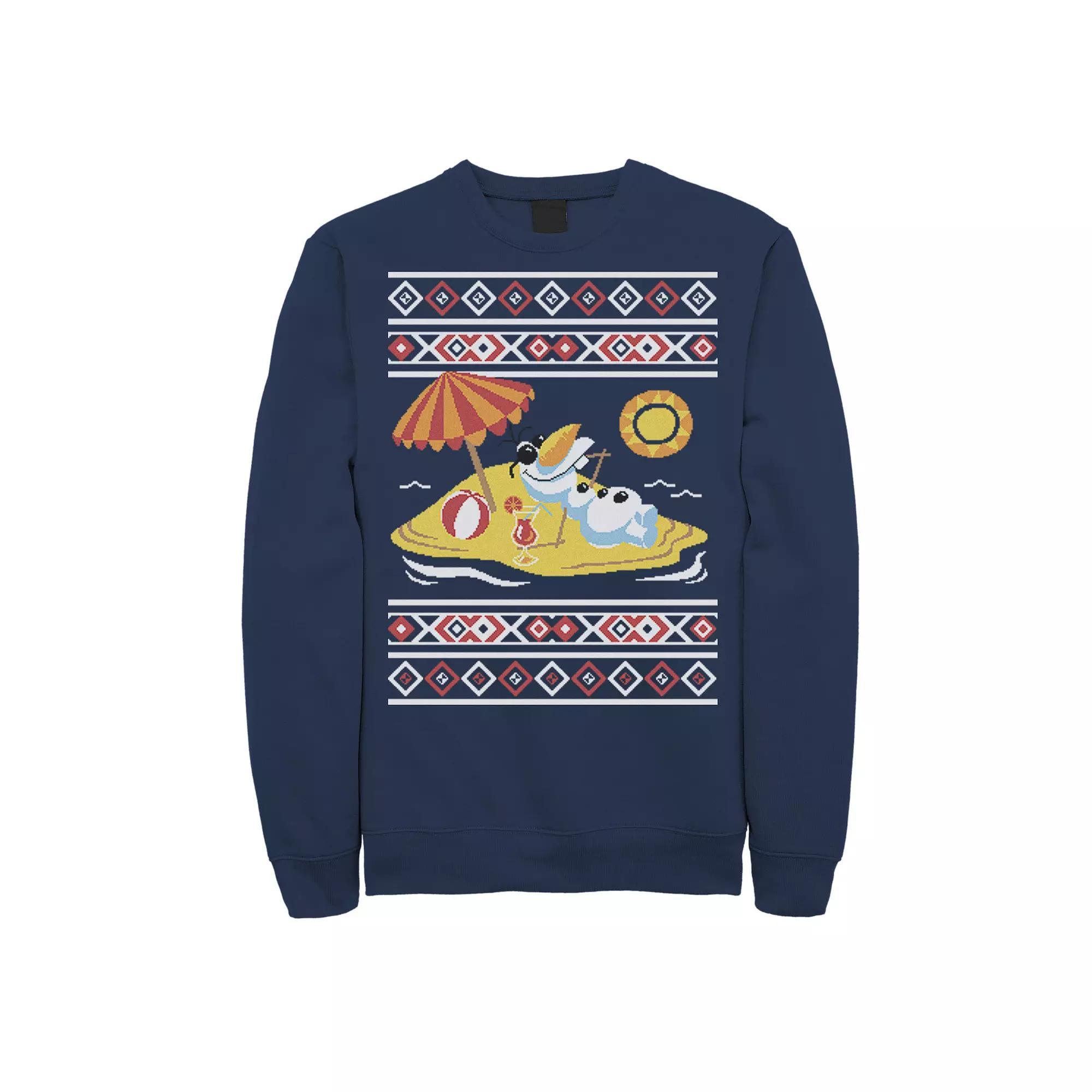 Disney's Frozen Olaf In Summer Holiday Sweater Style Men's Sweatshirt, Size: Medium, Blue Product Image