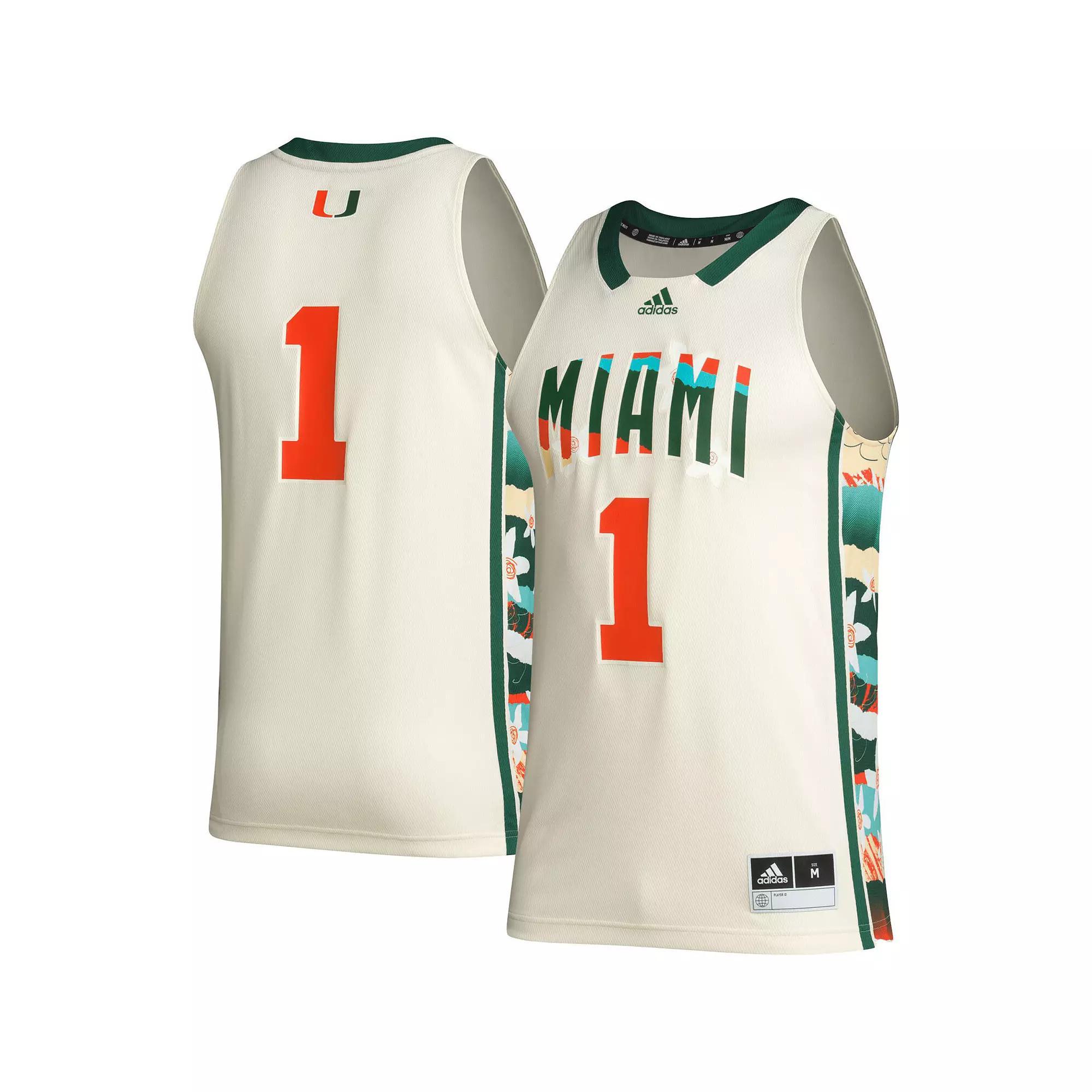 Men's adidas #1 Khaki Miami Hurricanes Honoring Black Excellence Basketball Jersey, Size: Small, Beige Product Image