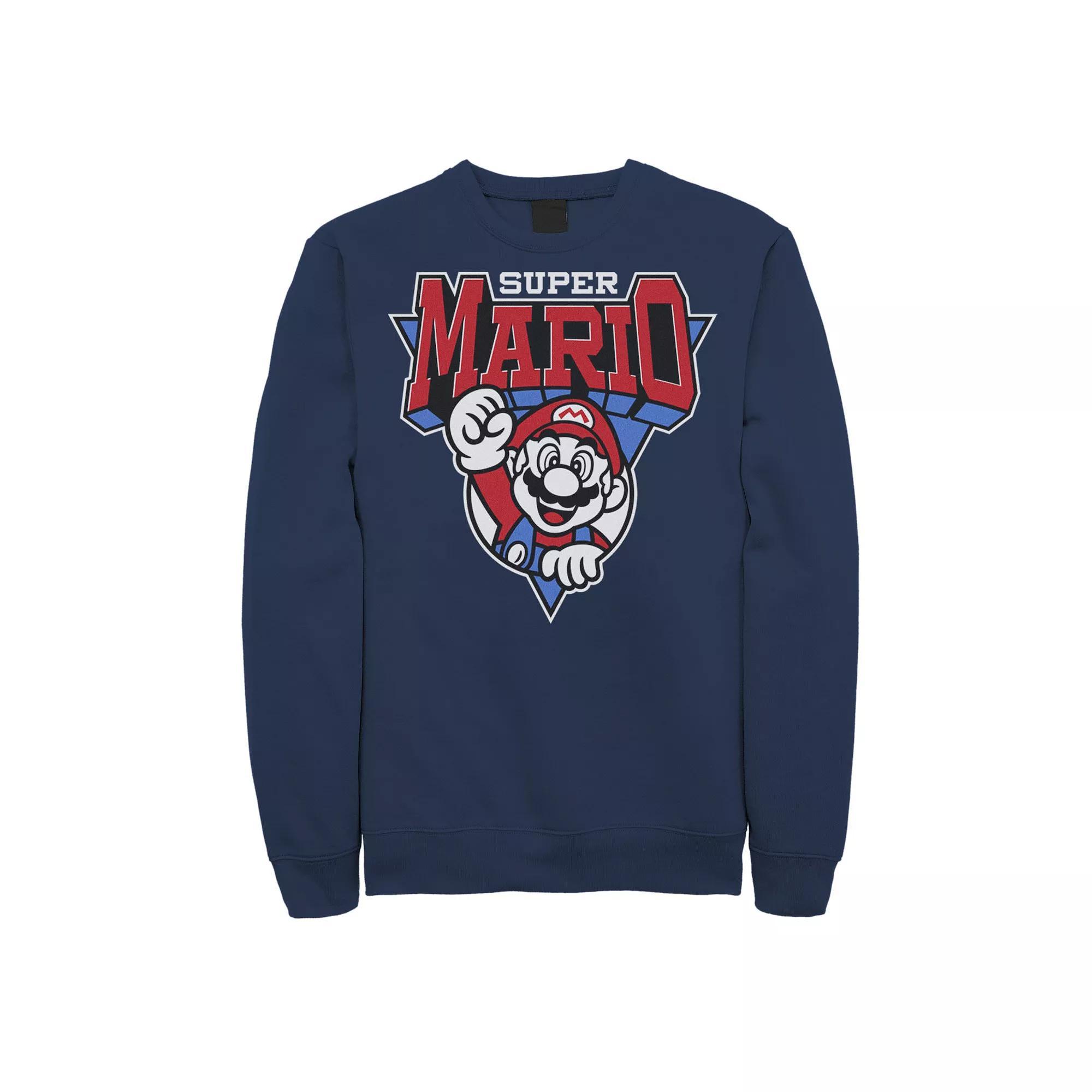 Men's Nintendo Super Mario Red White Blue Team Mario Graphic Fleece Pullover,  Product Image