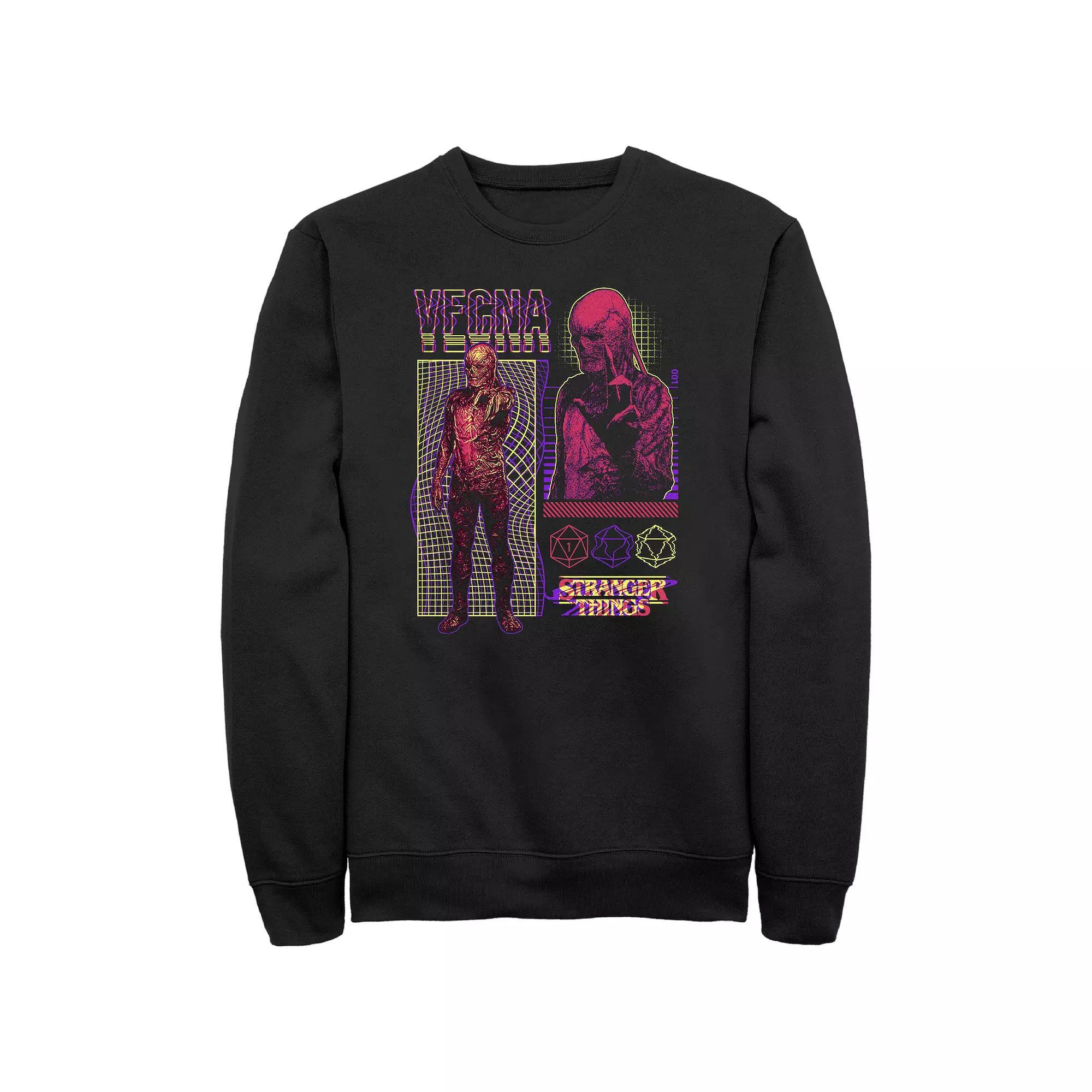 Men's Netflix Stranger Things Vecna Infographic Fleece Sweatshirt, Size: Medium, Black Product Image
