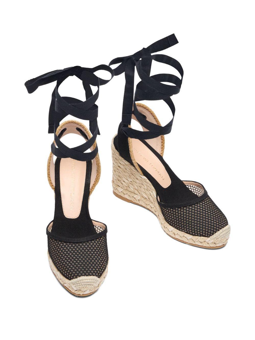 lace-up mesh wedge sandals Product Image