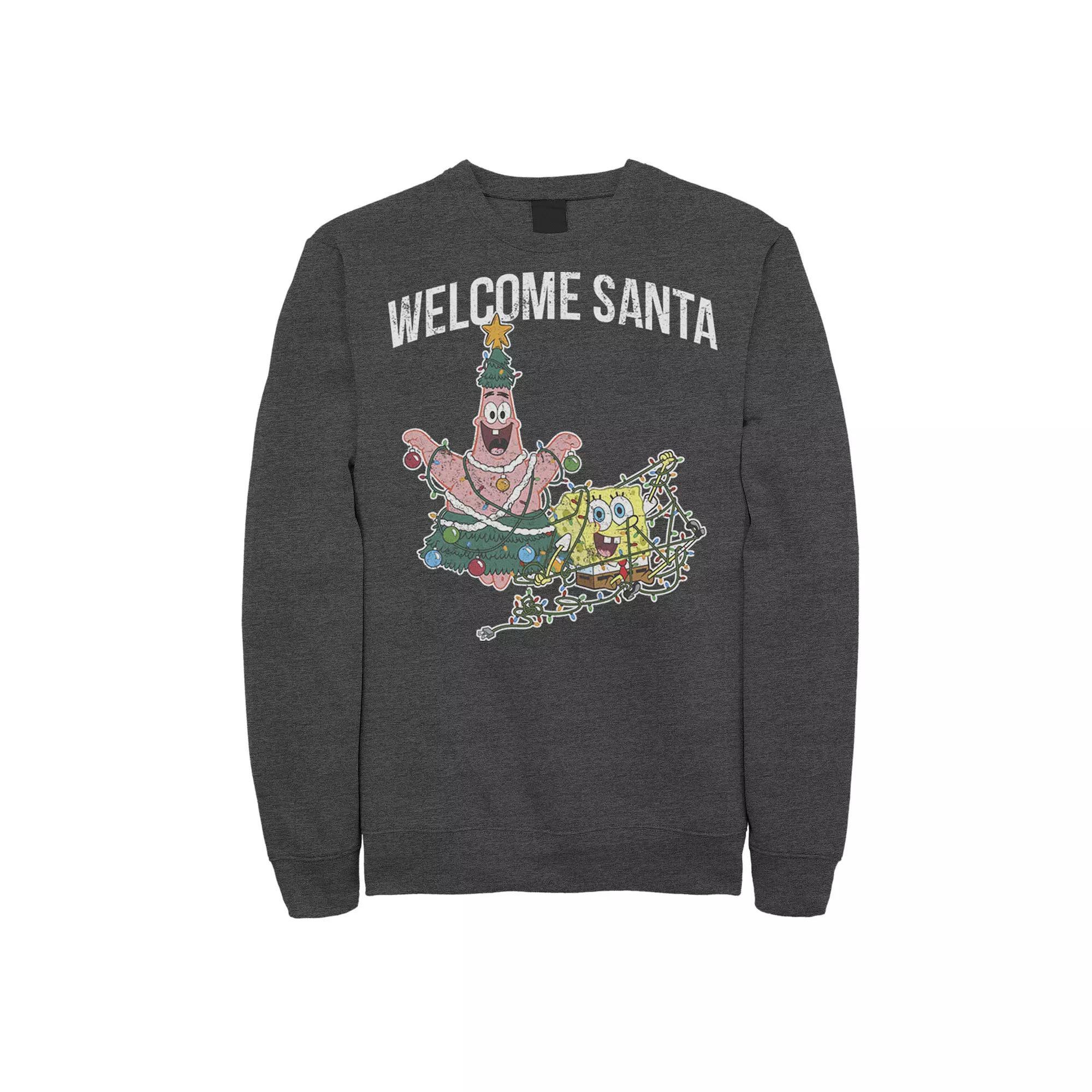 Men's Nickelodeon Spongebob Squarepants Patrick Star Welcome Santa Christmas Graphic Fleece Pullover,  Product Image