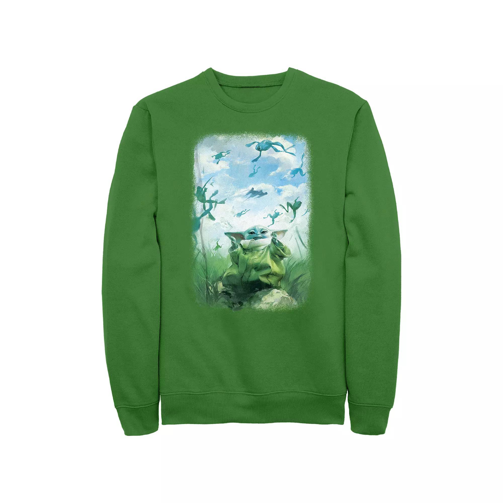 Mens The Mandalorian Grogu And Flying Frogs Graphic Fleece Product Image