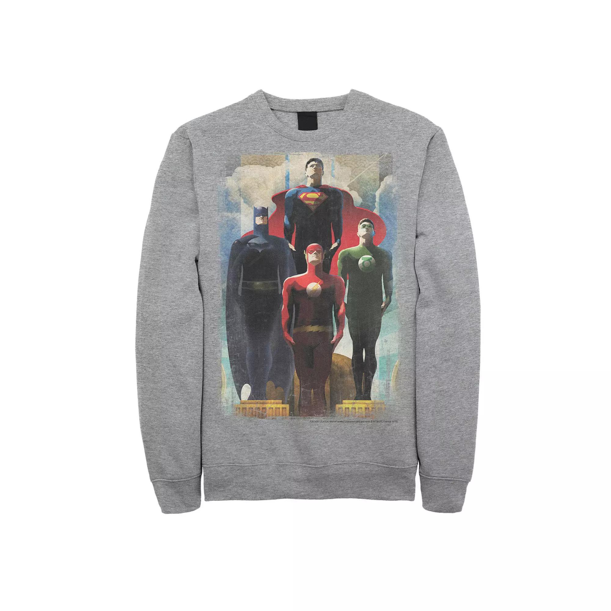 Men's DC Comics Justice League Heroes Look Up Sweatshirt, Size: XL, Athletic Grey Product Image