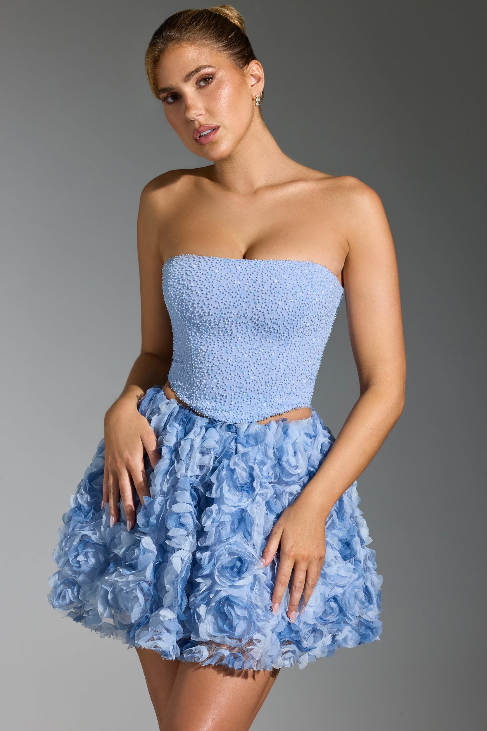 Embellished Corset Top in Blue Product Image