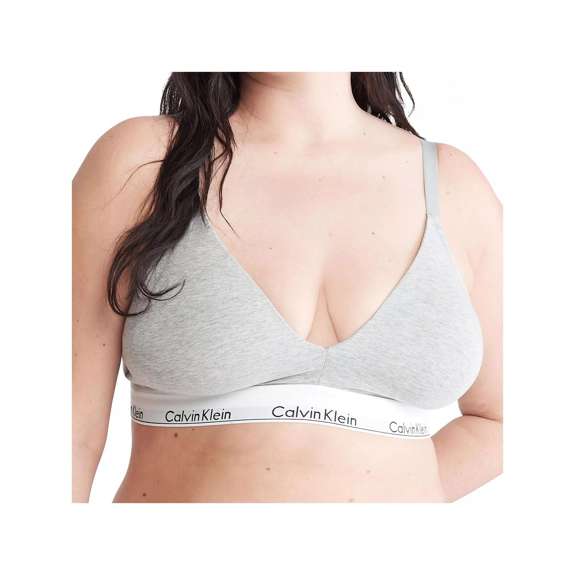 Calvin Klein Womens Icon Cotton Modal Lightly Lined Triangle Bralette - Grey Product Image