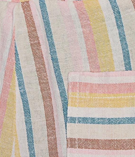 Westbound Multi Stripe Crop Linen Blend Pants Product Image