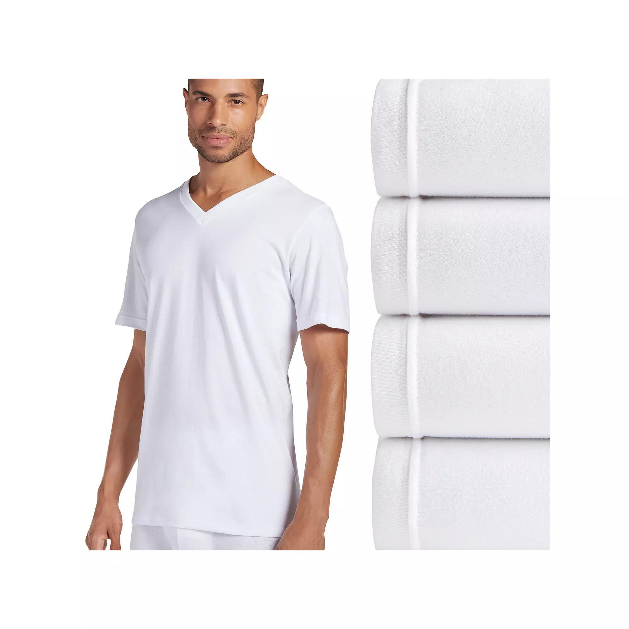 Men's Jockey® Classic V-Neck 3 Pack Tees +1 Bonus, Size: Large, All White Product Image