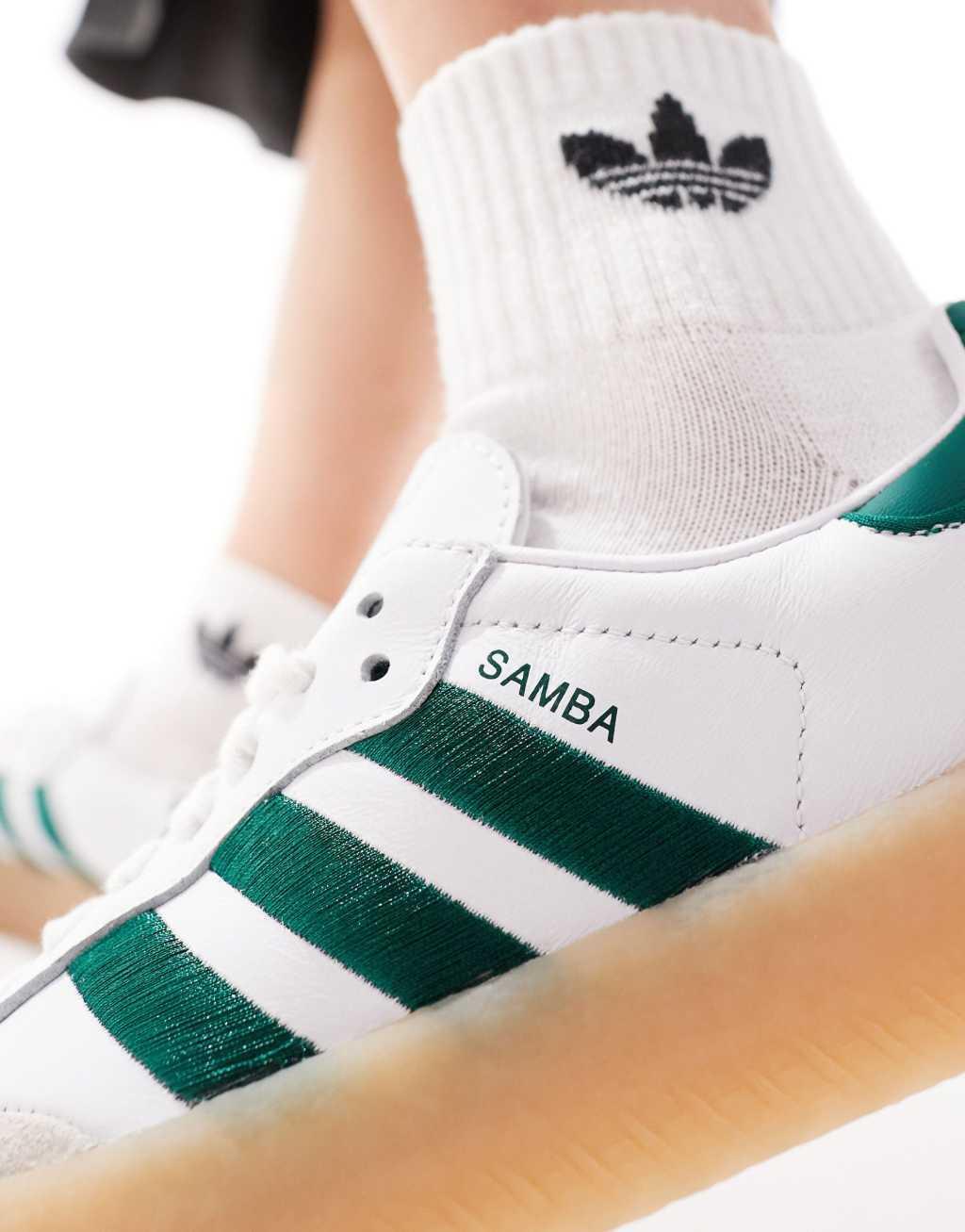 adidas Originals Sambae sneakers in white and green Product Image