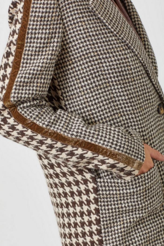 Tape Trim Houndstooth Coat Product Image