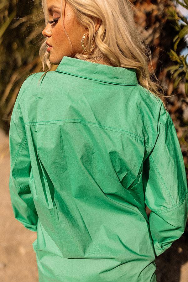 Sending Good Luck Button Up Top In Kelly Green Product Image