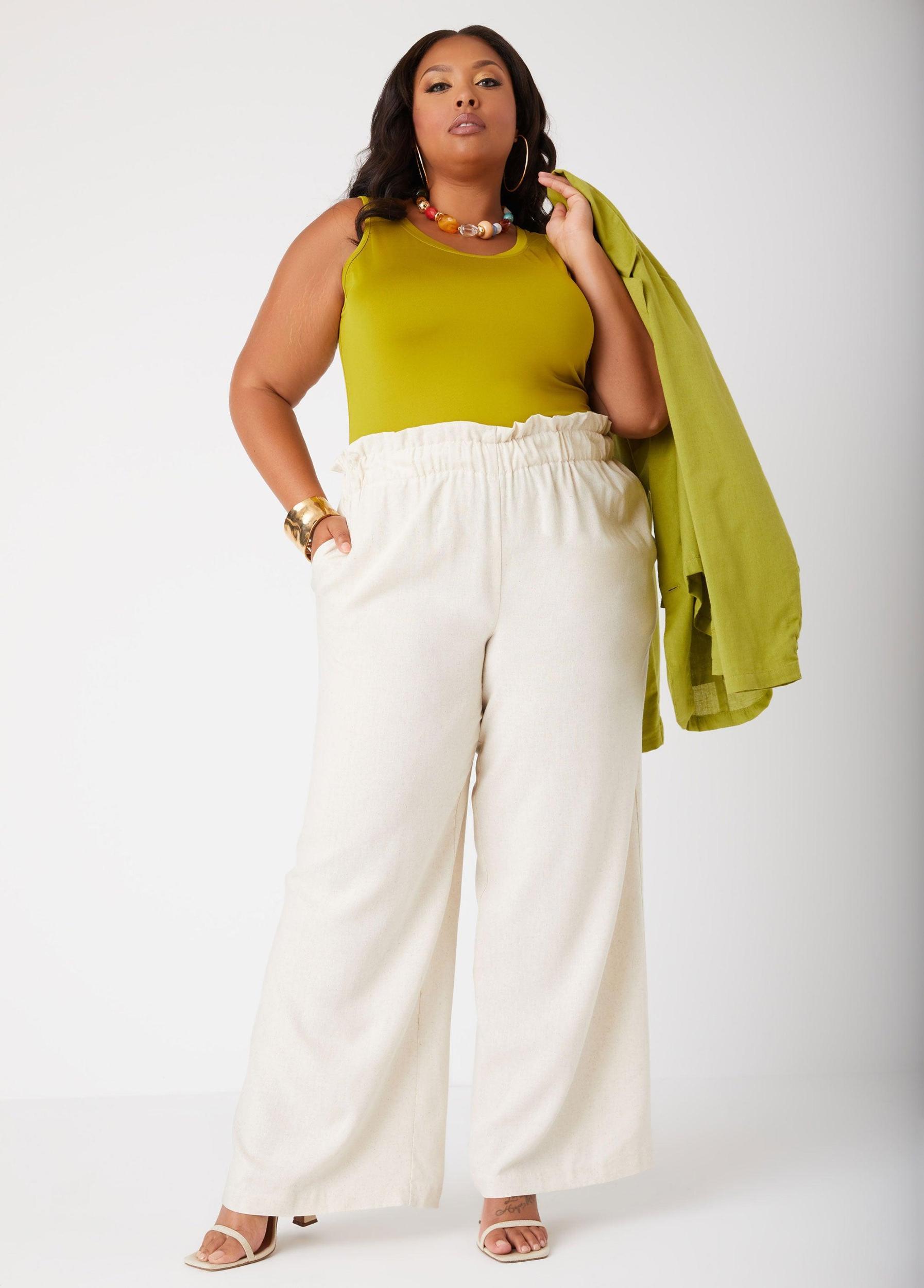 Gathered Linen Blend Pants Female Product Image