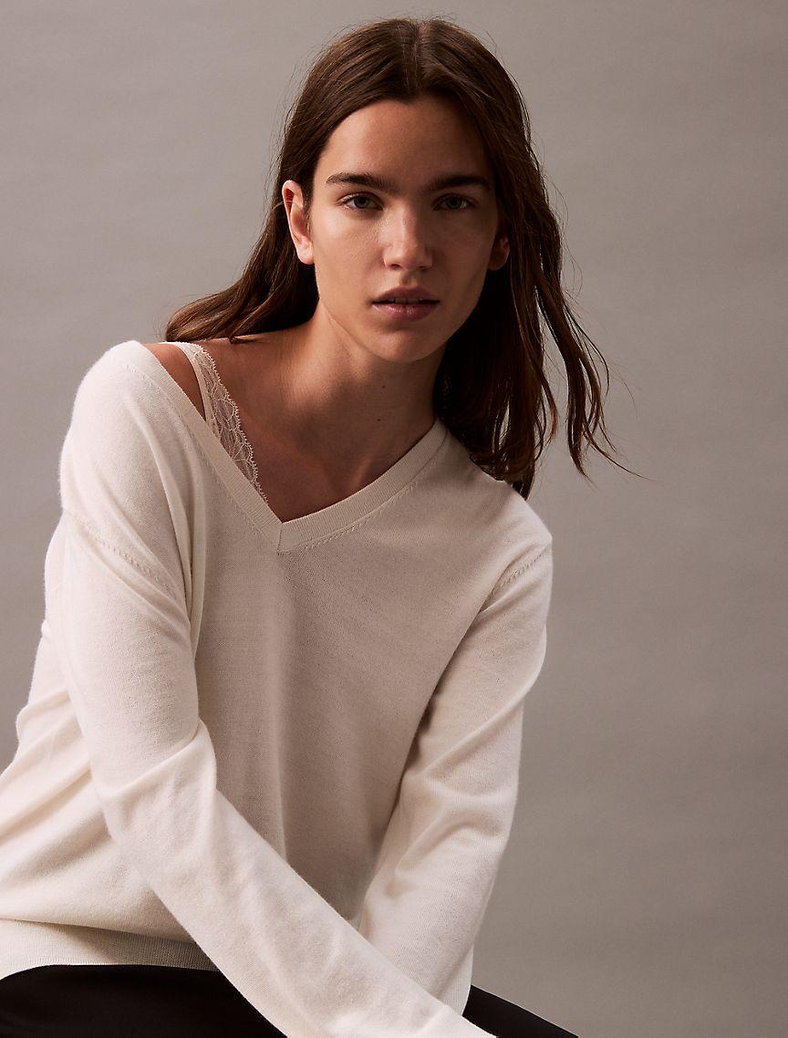 Extra Fine Merino Blend V-Neck Sweater Product Image