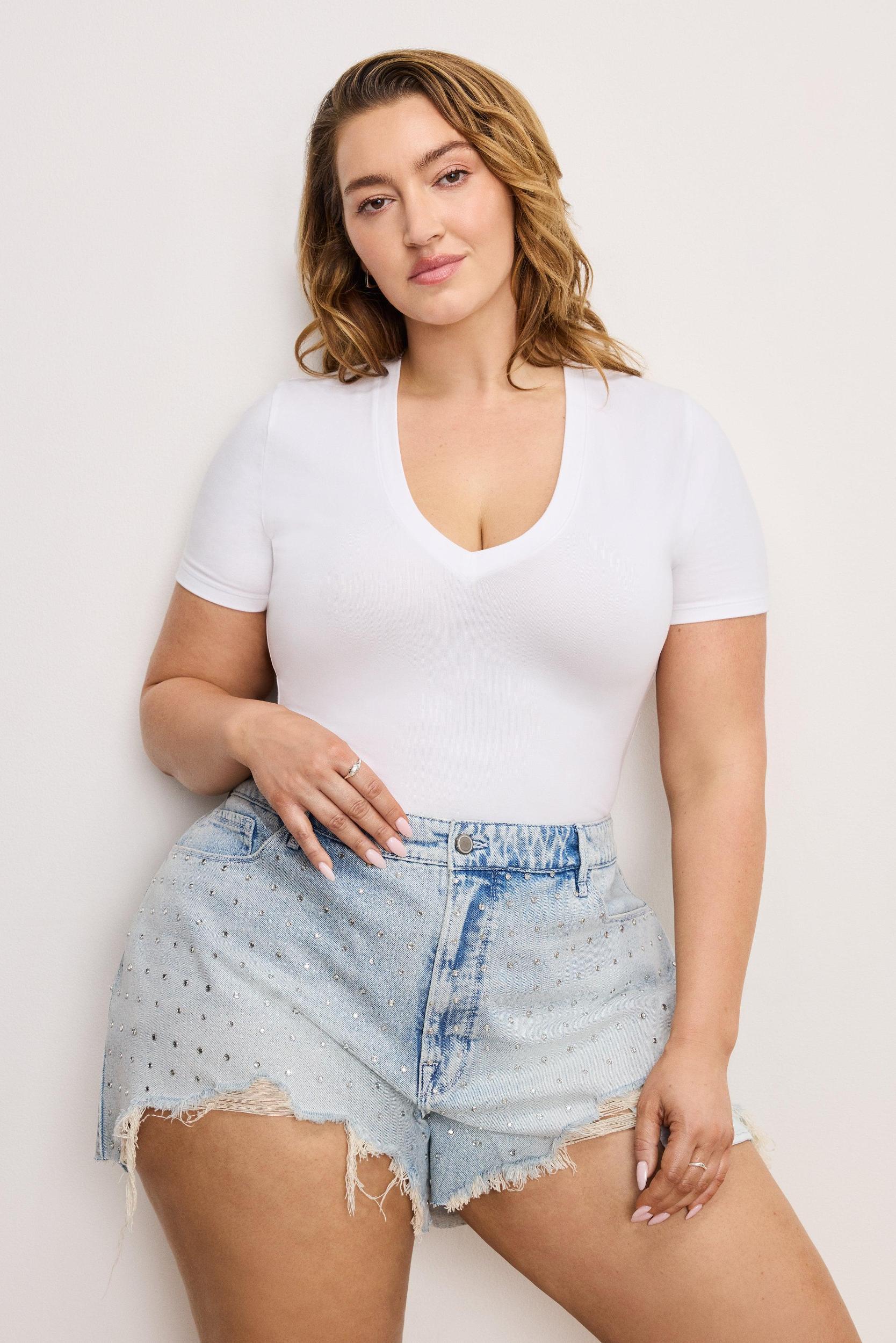 SUPER STRETCH DEEP V BODYSUIT | WHITE001 Product Image