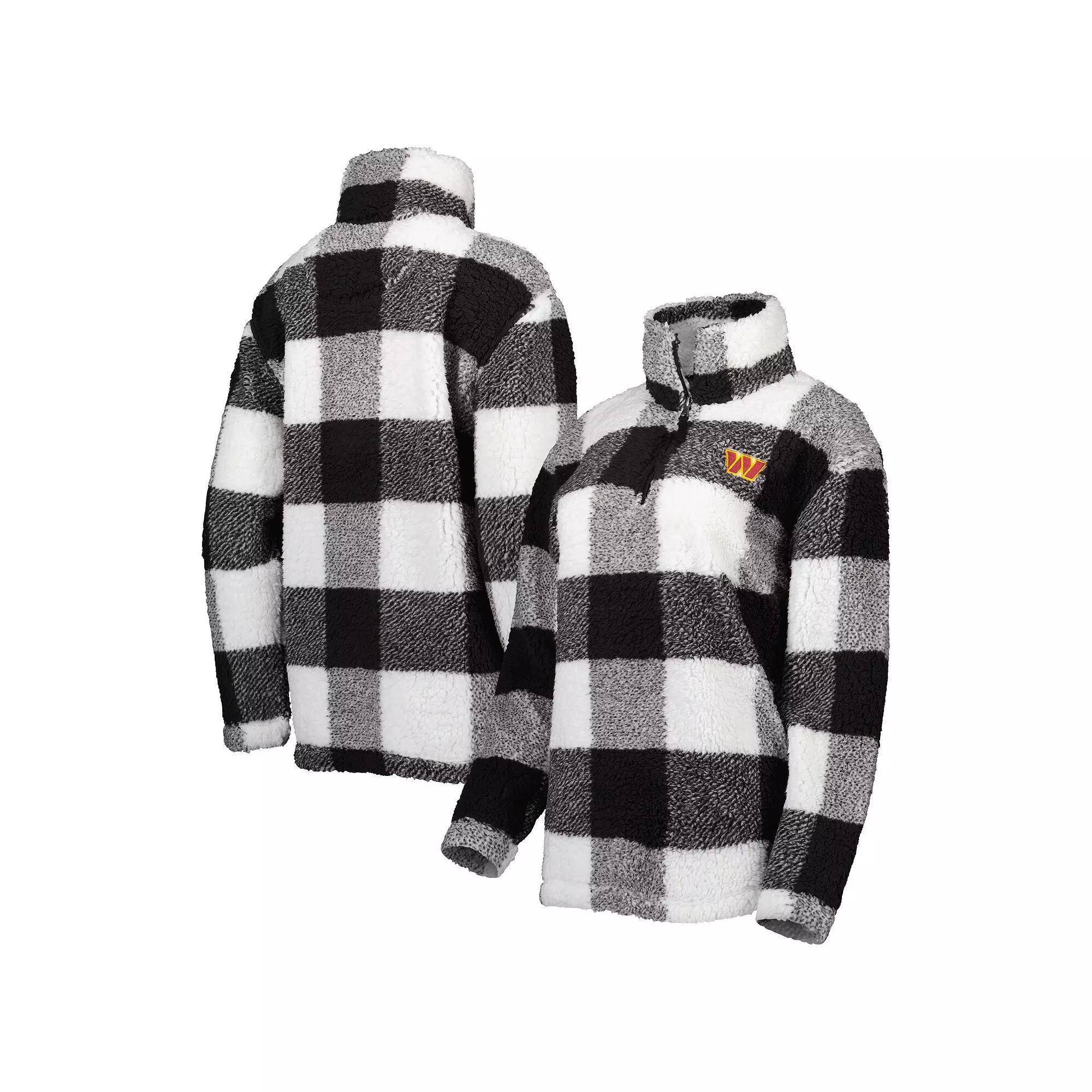 Women's G-III 4Her by Carl Banks Black Washington Commanders Sherpa Plaid Quarter-Zip Jacket, Size: Small, Wft Black Product Image