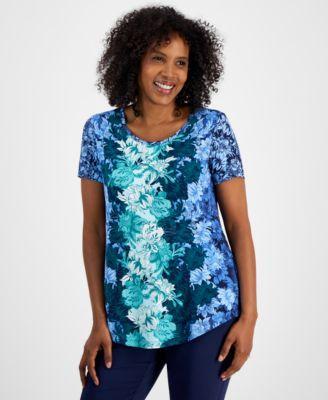 Jm Collection Womens Scoop-Neck Short-Sleeve Knit Top, Created for Macys Product Image