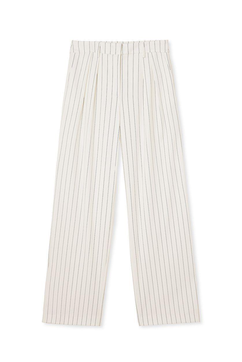 Striped Pleated High Waist Trousers Product Image