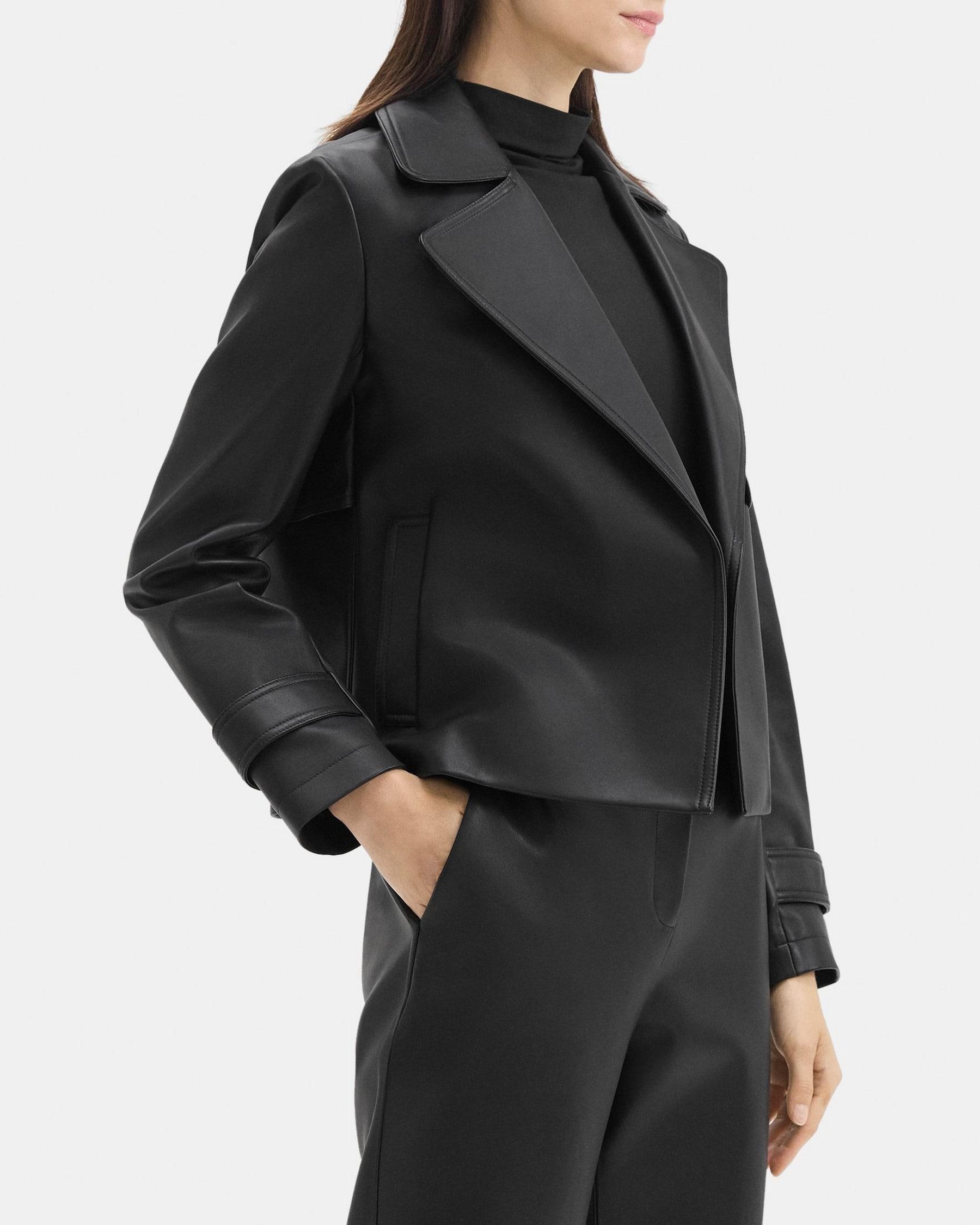 Cropped Coat in Leather Product Image