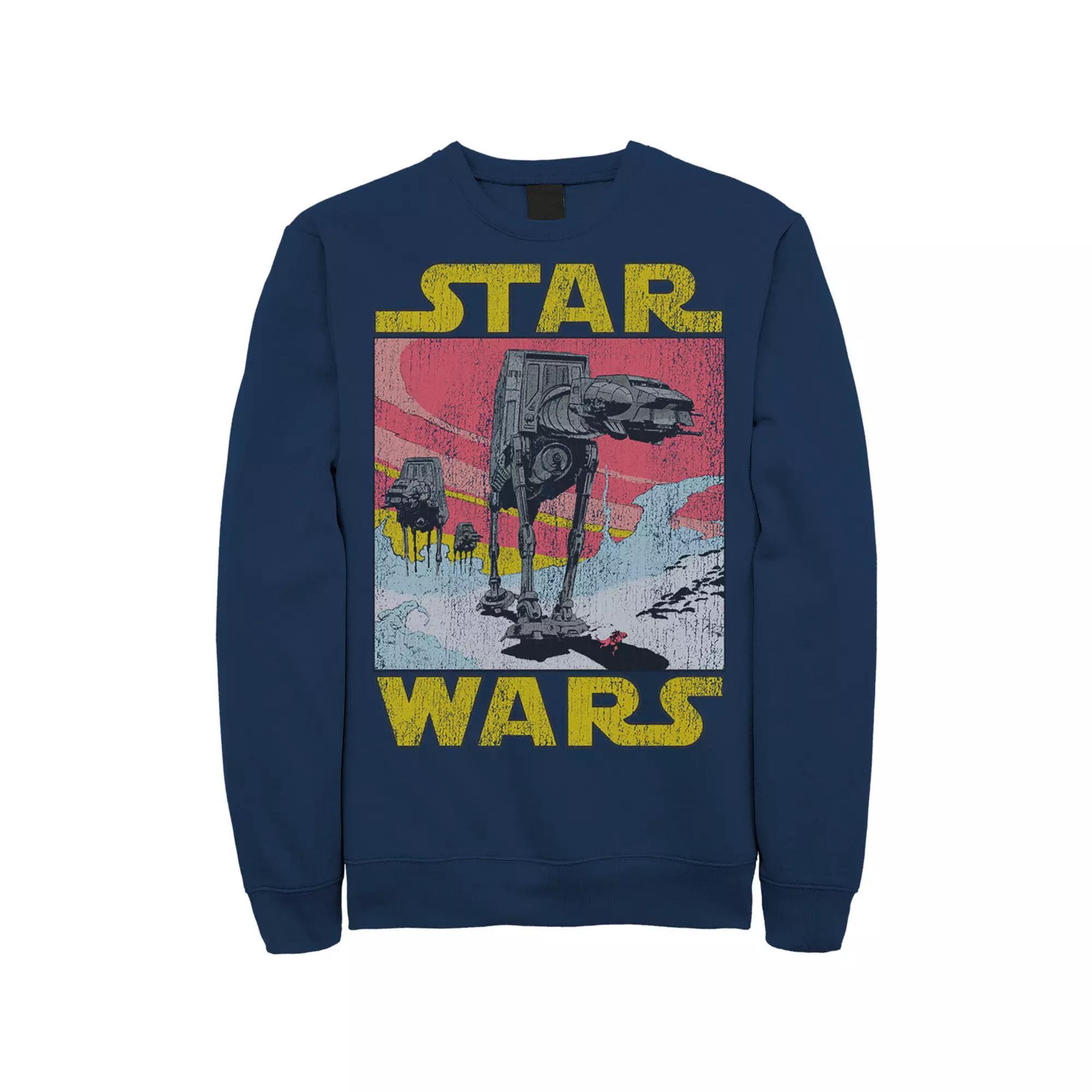 Men's Star Wars At-AT Retro Poster Sweatshirt, Size: XL, Blue Product Image