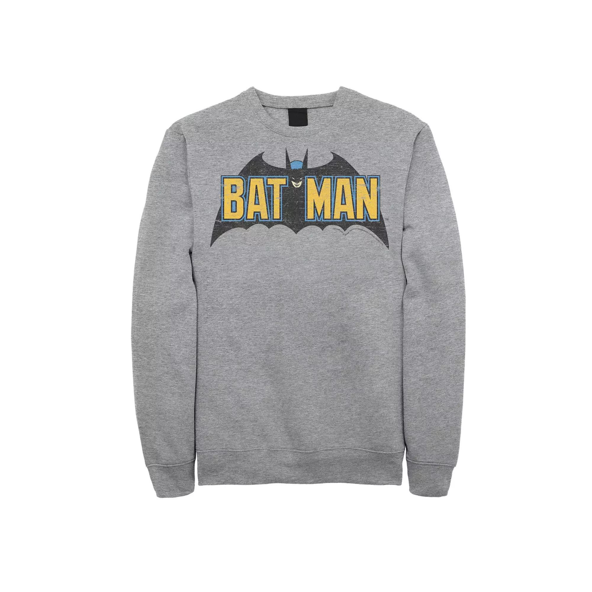Big & Tall DC Comics Batman Distressed Vintage Text Logo Graphic Fleece Pullover, Men's,  Product Image
