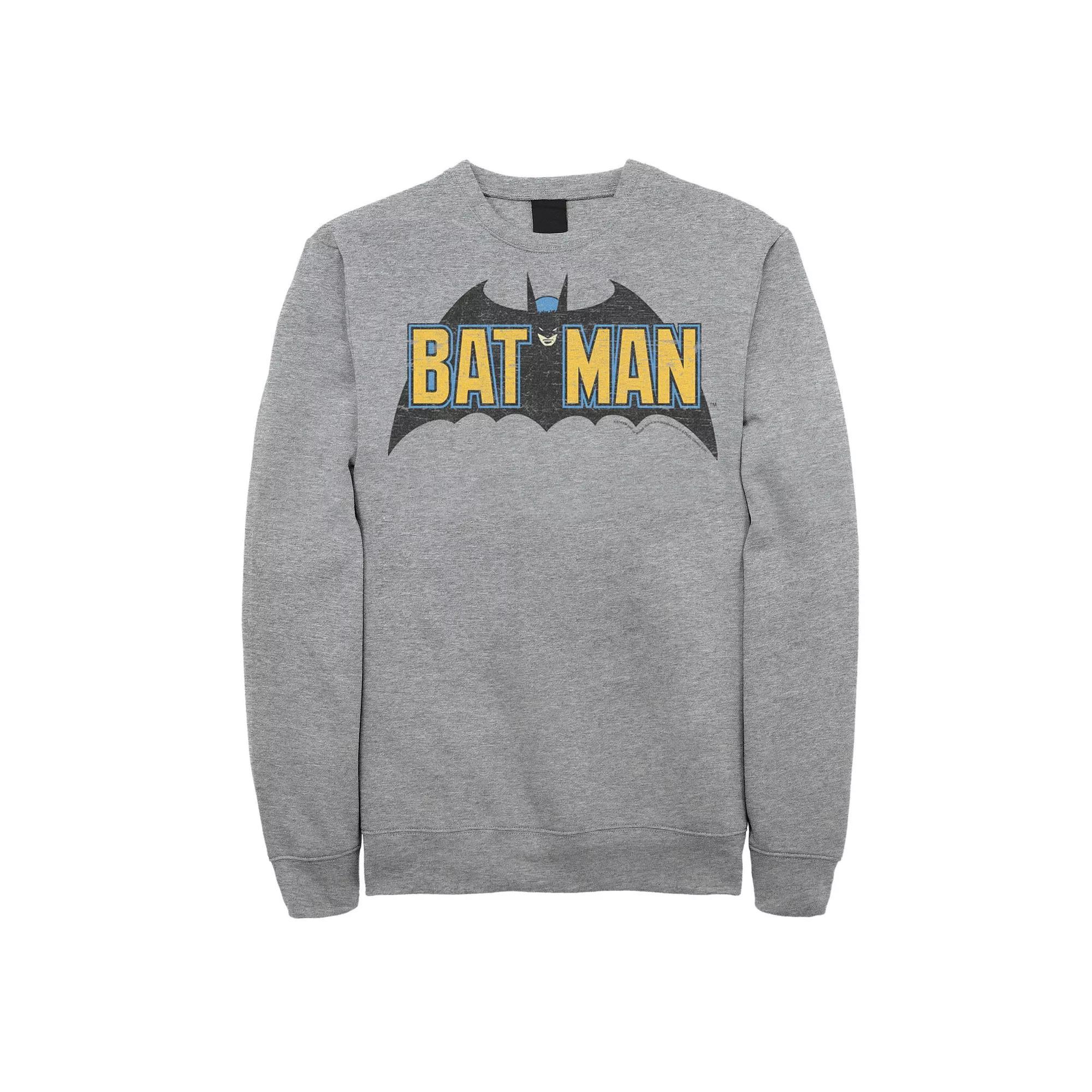 Big & Tall DC Comics Batman Distressed Vintage Text Logo Graphic Fleece Pullover, Men's,  Product Image