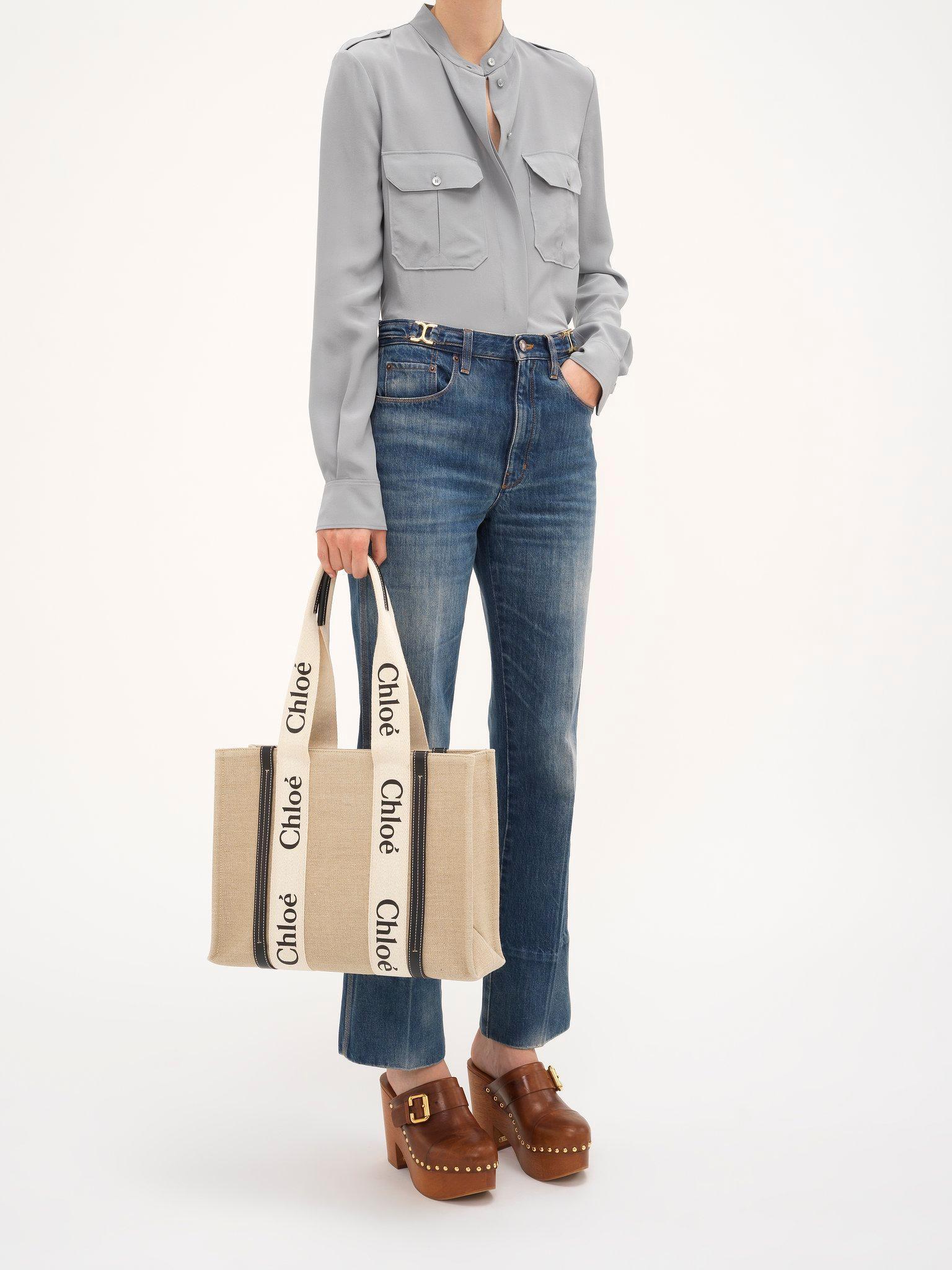 Woody tote bag in linen Product Image