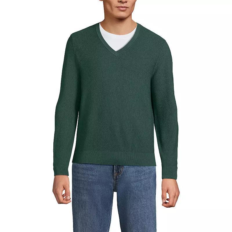 Men's Lands' End Washable Merino Wool V-Neck Sweater,  Product Image