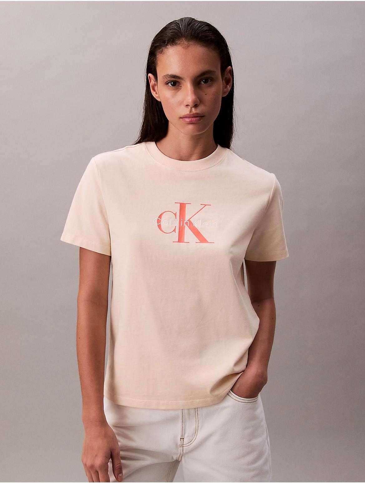 Calvin Klein Womens Monogram Logo Tee - Blue Product Image