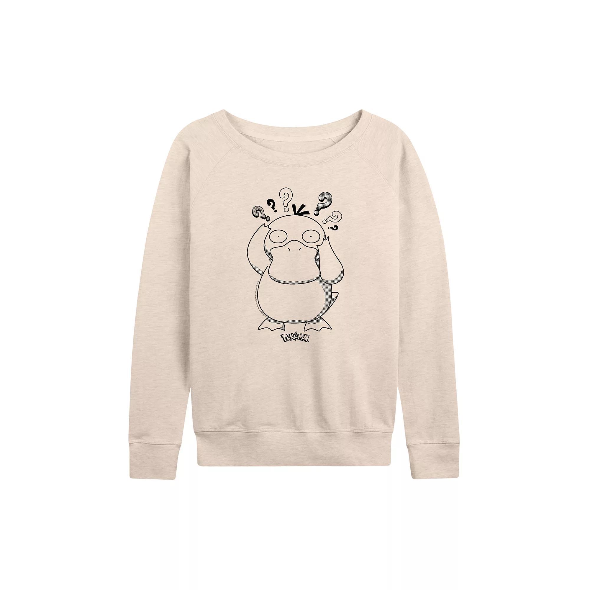 Women's Pokemon Psyduck Pattern French Terry Long Sleeve Tee,  Product Image