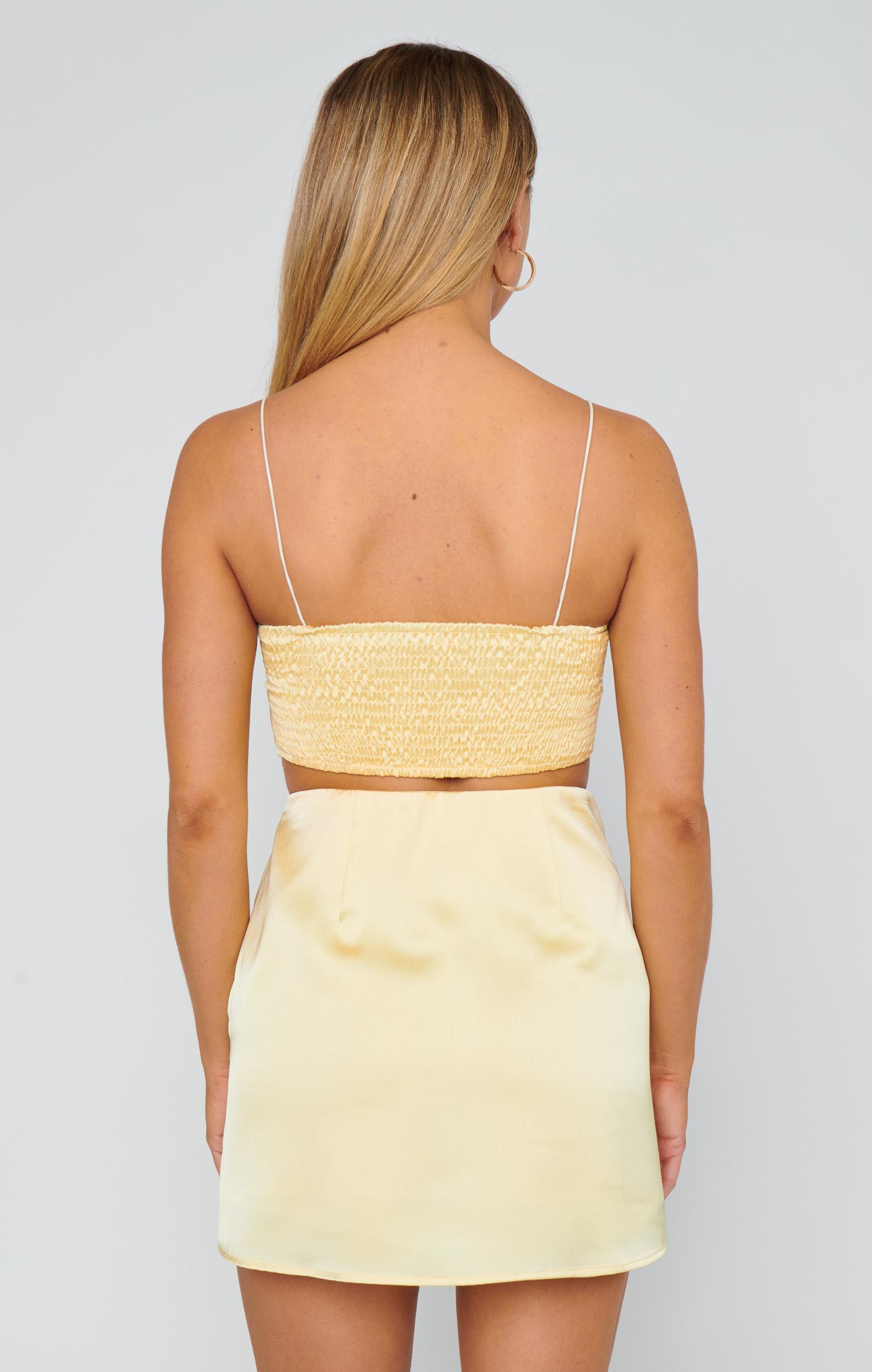 All Night Skort ~ Pale Yellow Luxe Satin Product Image