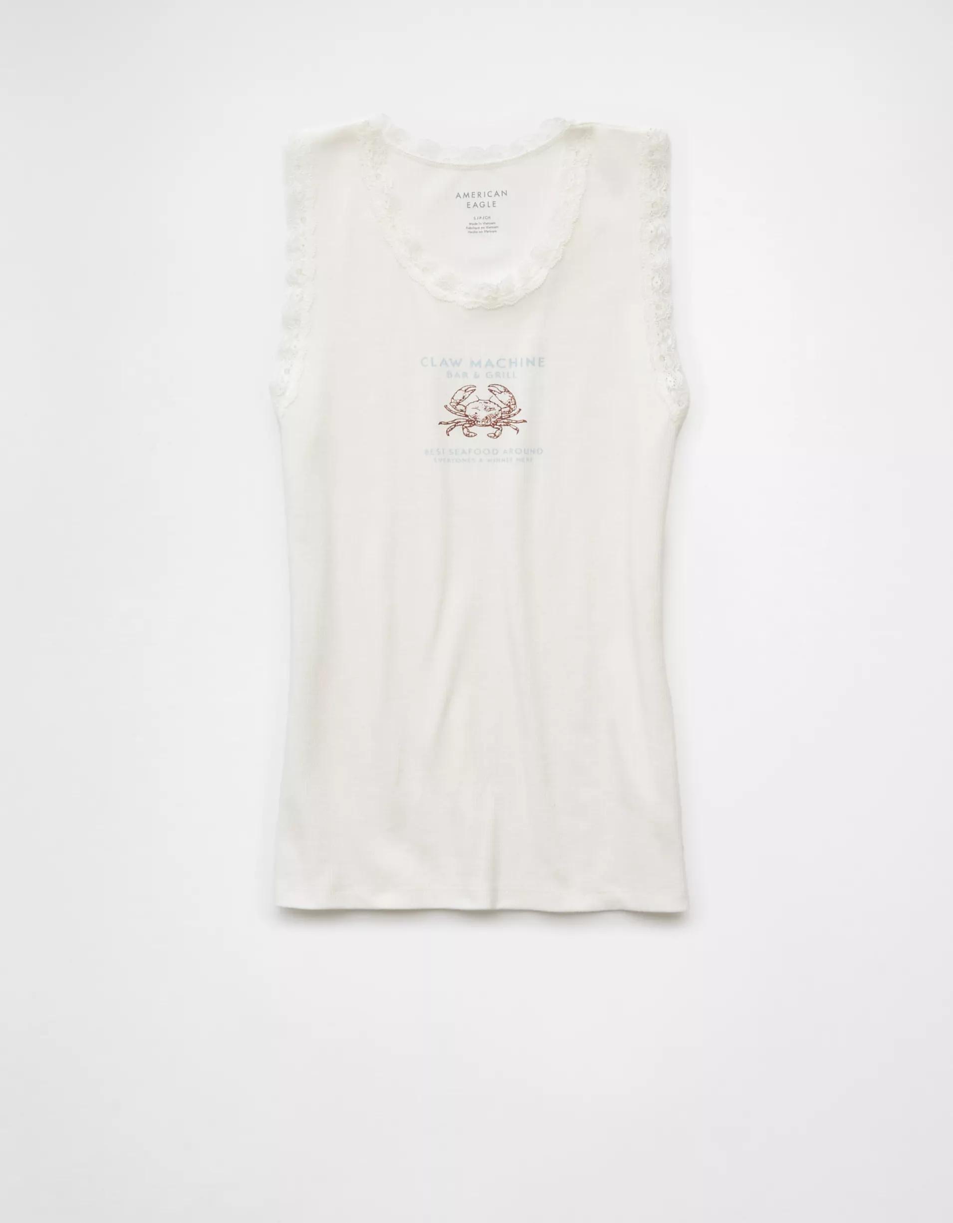 AE Graphic Lace Trim Tank Top Product Image