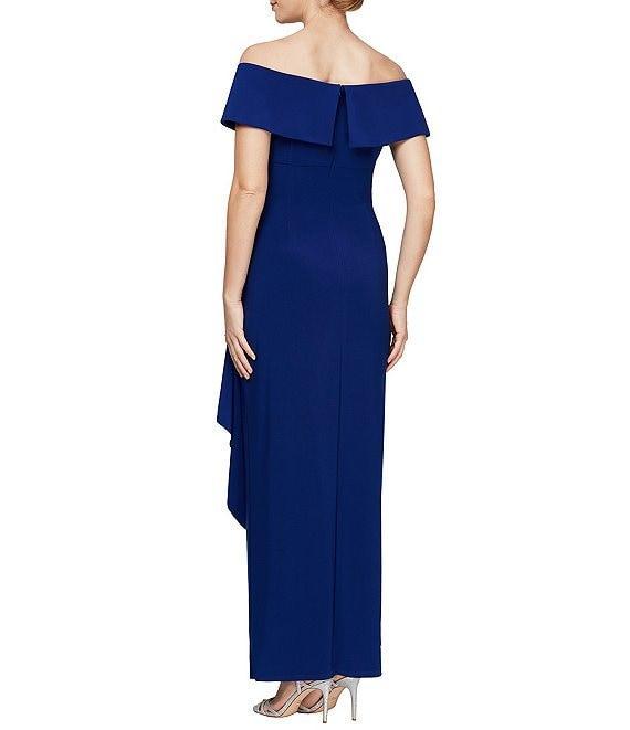 Alex Evenings Off-the-Shoulder Short Sleeve Stretch Matte Jersey Ruched Gown Product Image