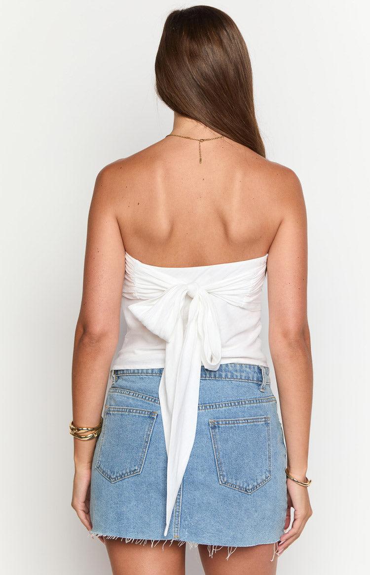 Celsia White Linen Blend Off The Shoulder Crop Top Product Image