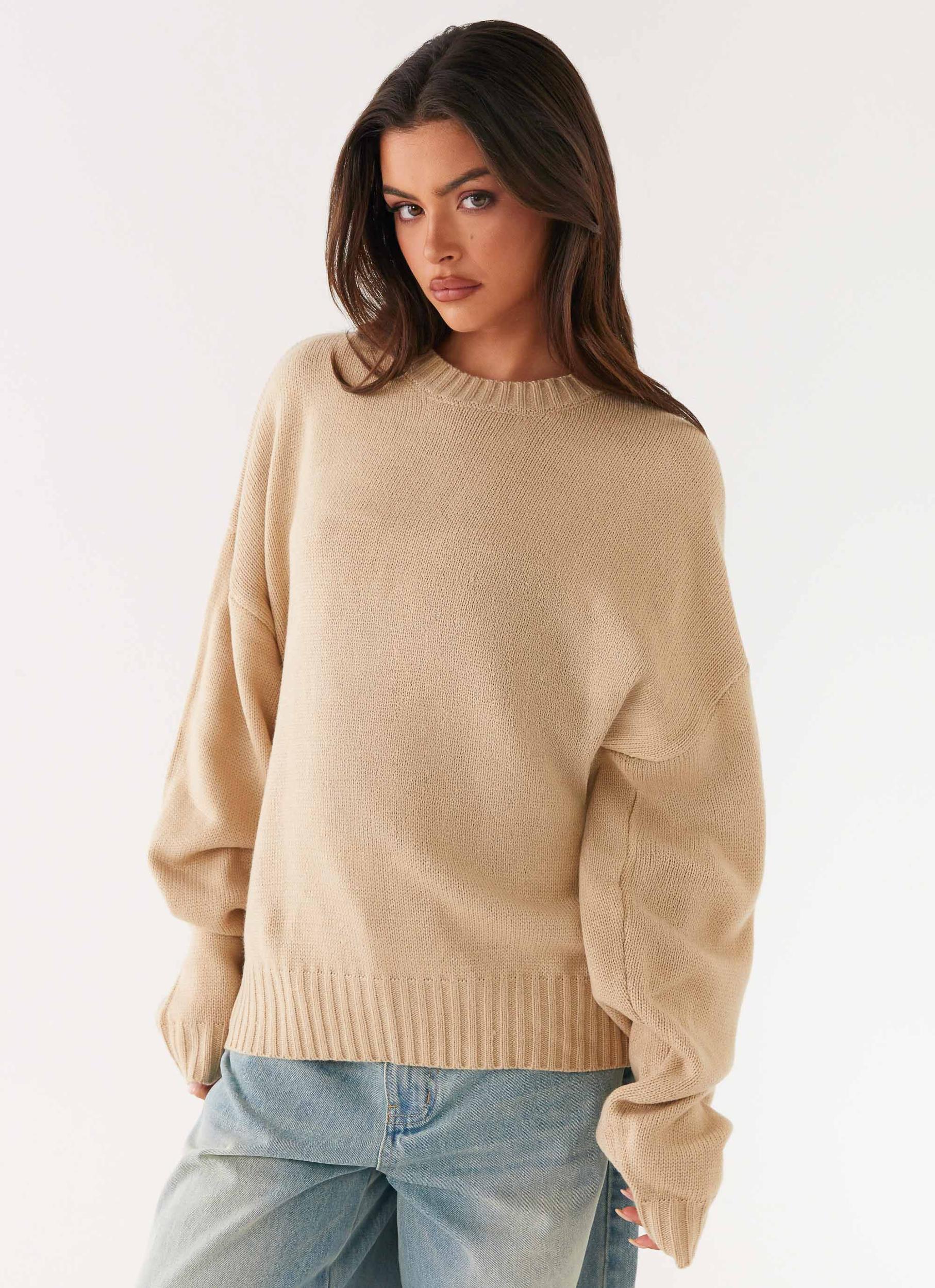 Emma Oversized Sweater - Beige Product Image