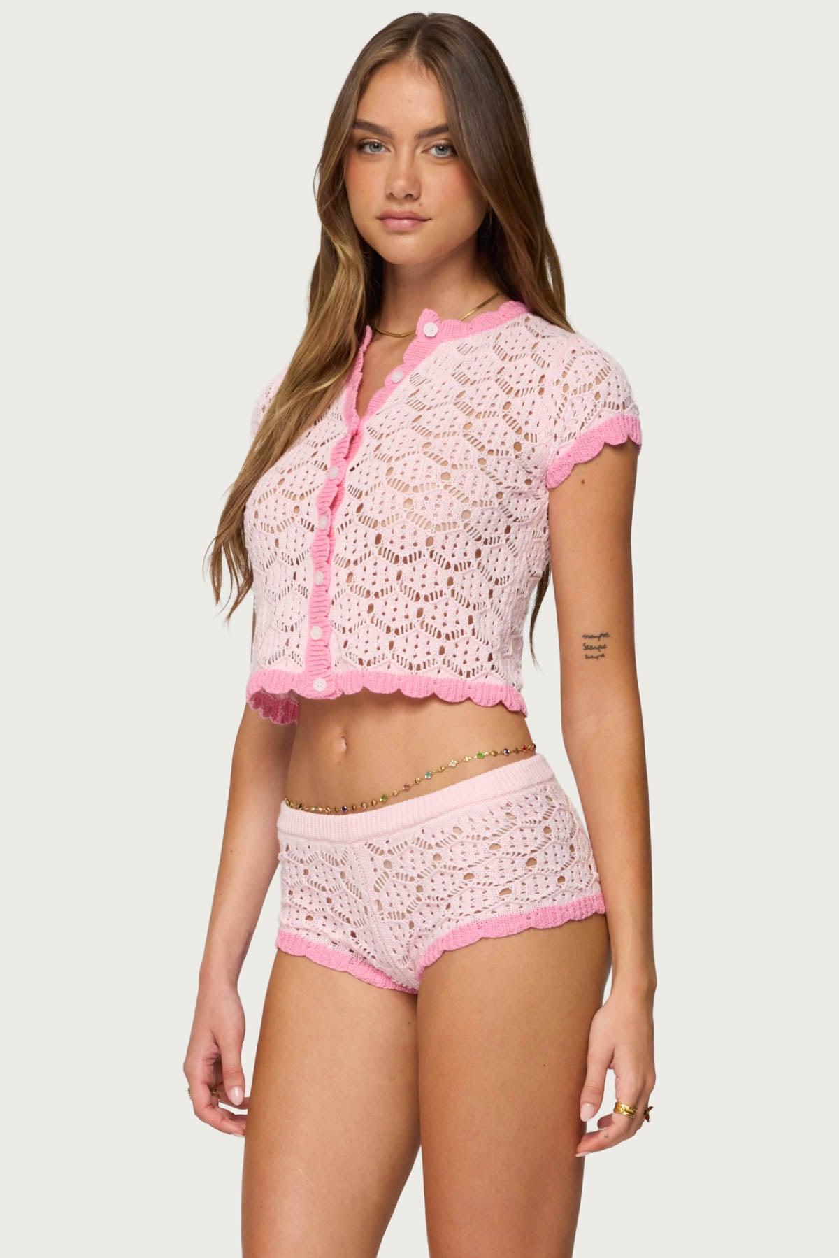 Elisa Open Knit Button Up Top Product Image