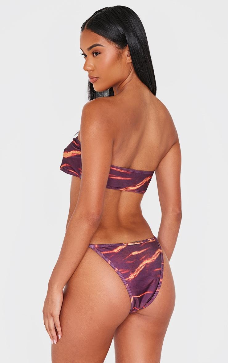 Burgundy Abstract Print Bandeau Cut Out Bikini Top Product Image