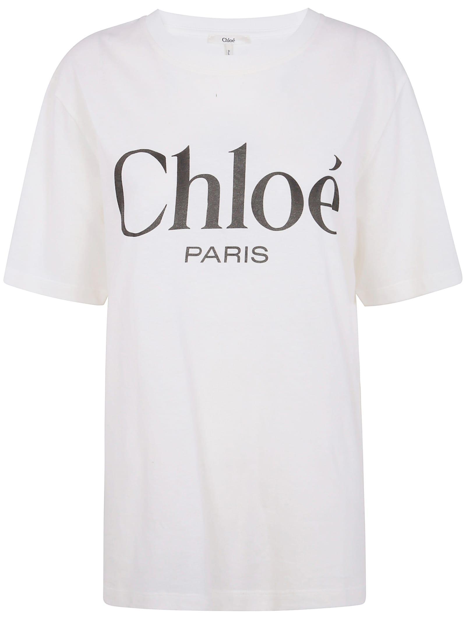 CHLOÉ Logo Jersey T-shirt In White Product Image