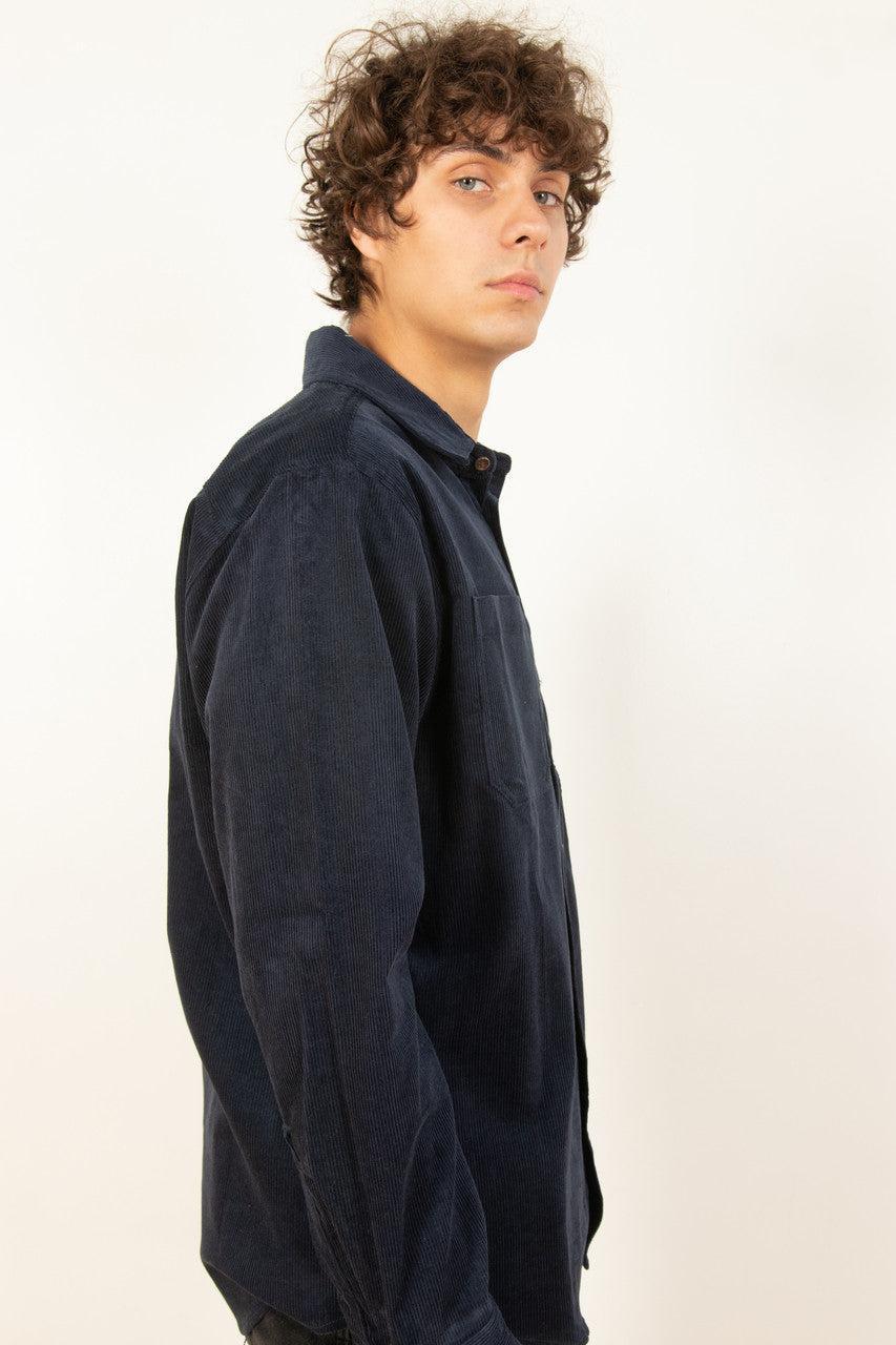 Navy Corduroy Button Down Shirt Product Image