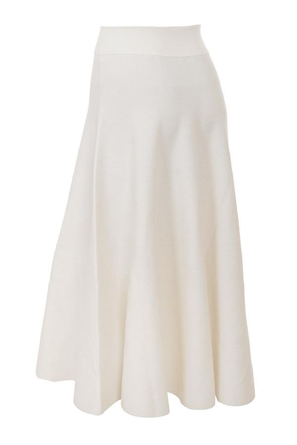 Solara  ivory wool mix flared midi skirt Product Image