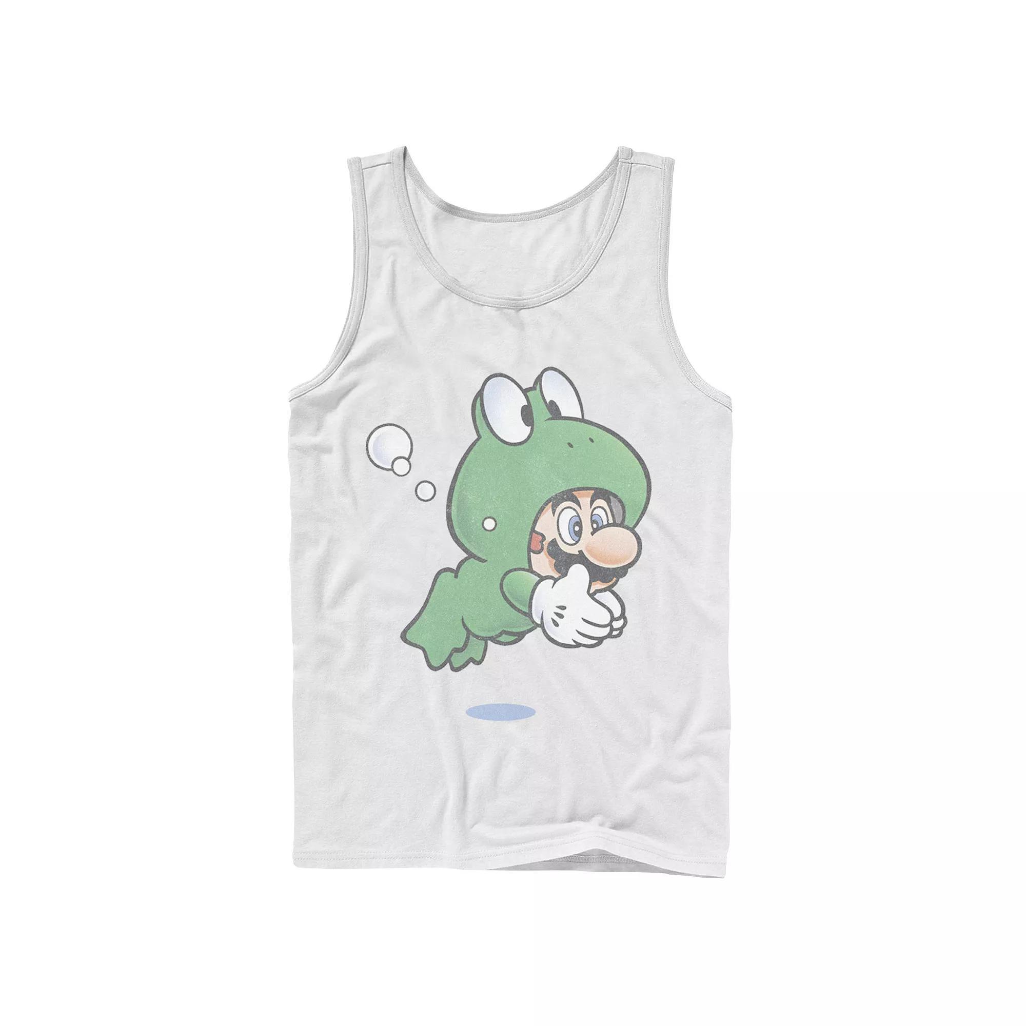 Men's Super Mario Frog Faded Portrait Tank Top, Size: XL, White Product Image