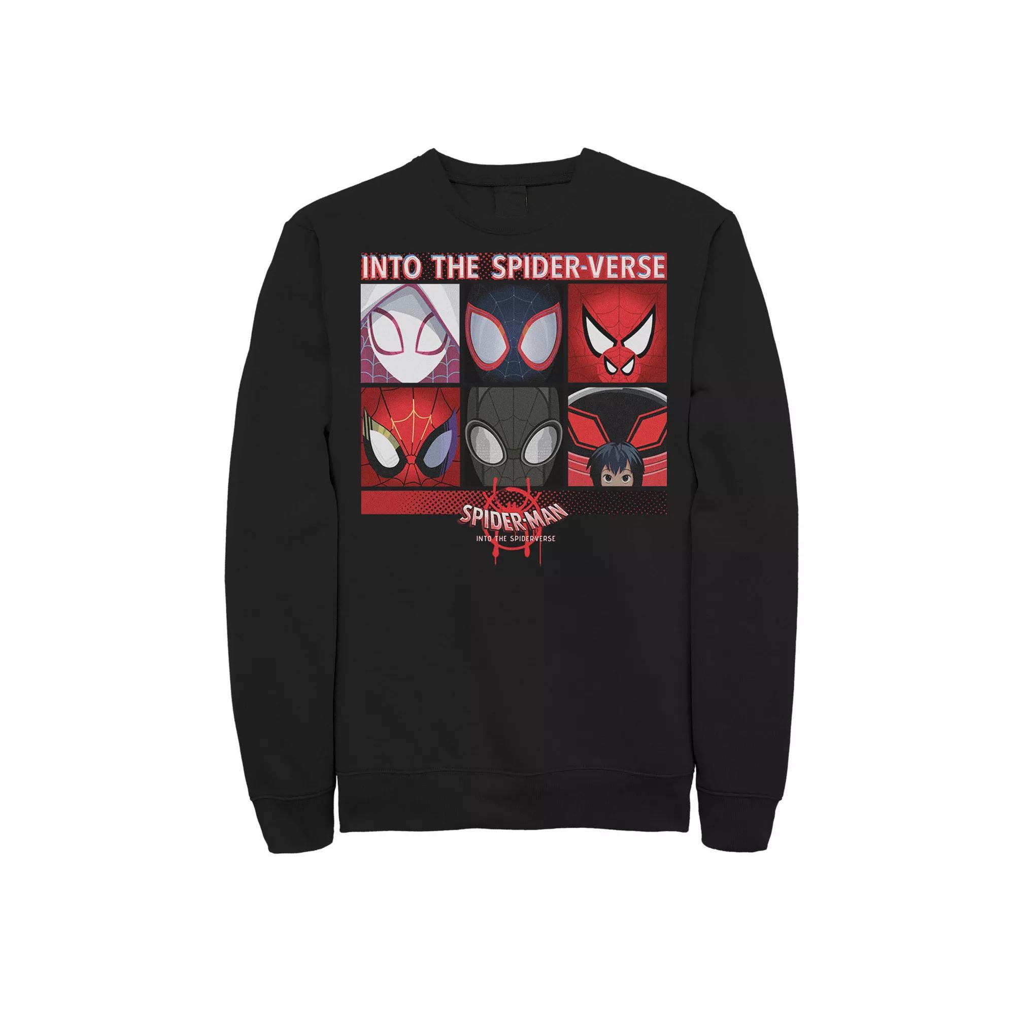 Men's Marvel Spider-Man Spiderverse Square Group Graphic Fleece Pullover,  Product Image